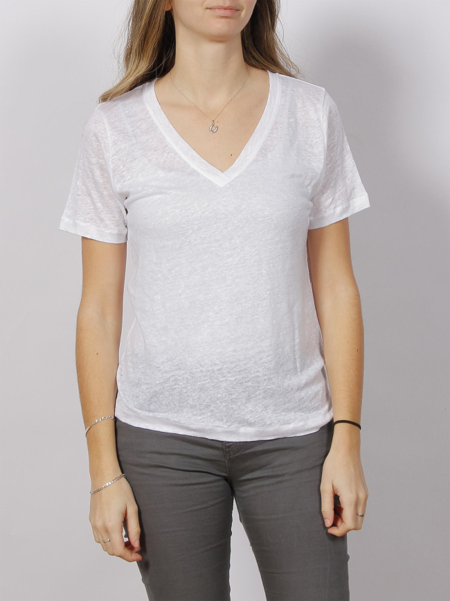 T-shirt en lin blanc femme - Calvin Klein