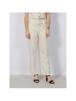 Pantalon lin large pailleté ryle beige femme - Vero Moda