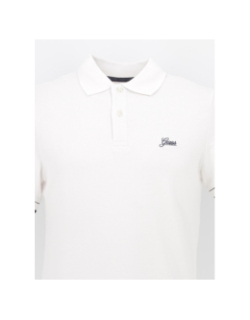 Polo stretch logo brodé olivier blanc homme - Guess