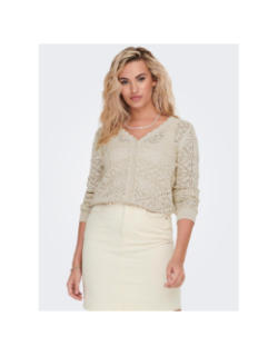 Gilet cardigan ajouré ida beige femme - Jacqueline De Yong