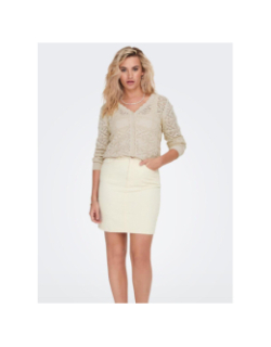 Gilet cardigan ajouré ida beige femme - JDY