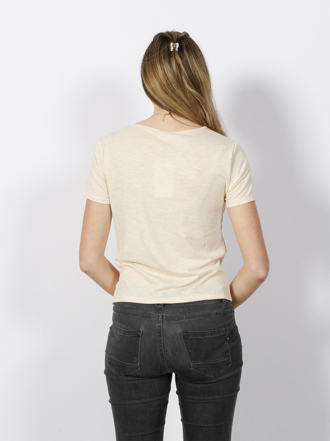 T-shirt paillettes dora beige femme - JDY