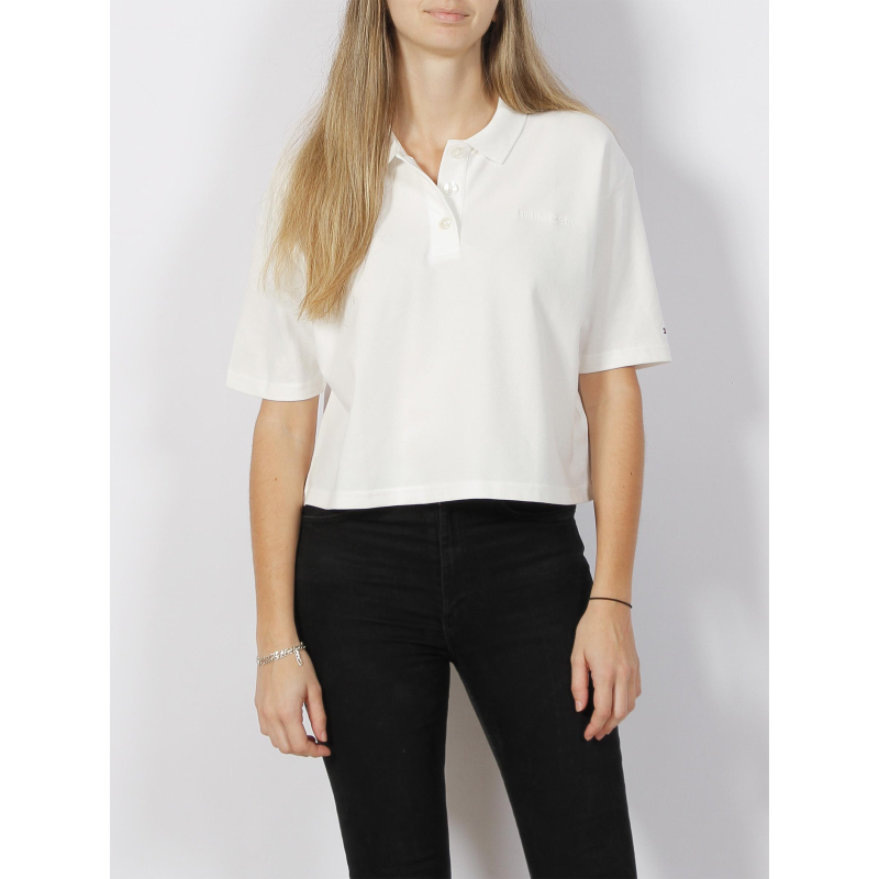 Polo crop top modern relax blanc femme - Tommy Hilfiger