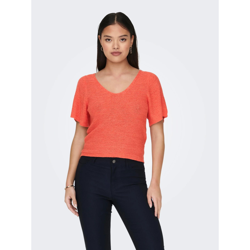 T-shirt maille desha orange corail femme -  JDY