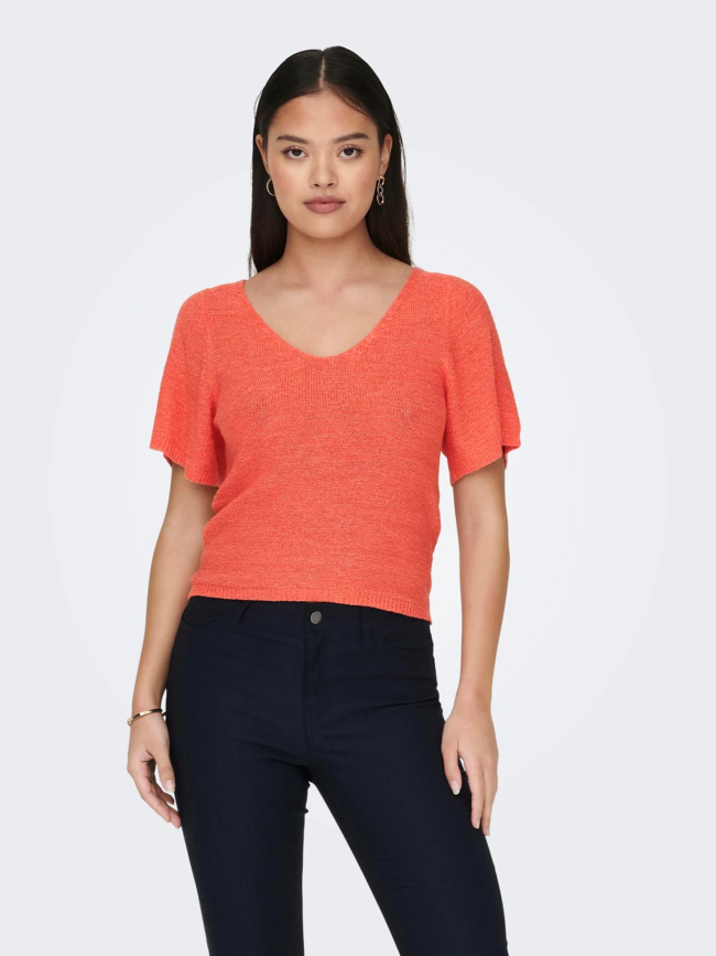 T-shirt maille desha orange corail femme -  JDY