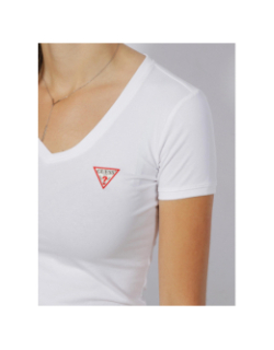 T-shirt col v mini triangle blanc femme - Guess