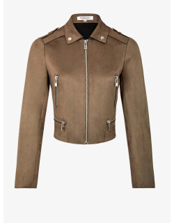 Veste légère suédine crop laurier marron femme - Morgan