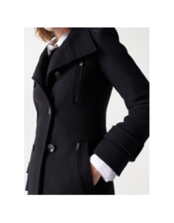 Manteau en laine boutonné striped noir femme - Salsa