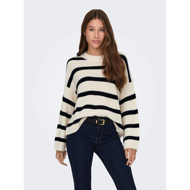 Pull rayé justy blanc noir femme - JDY