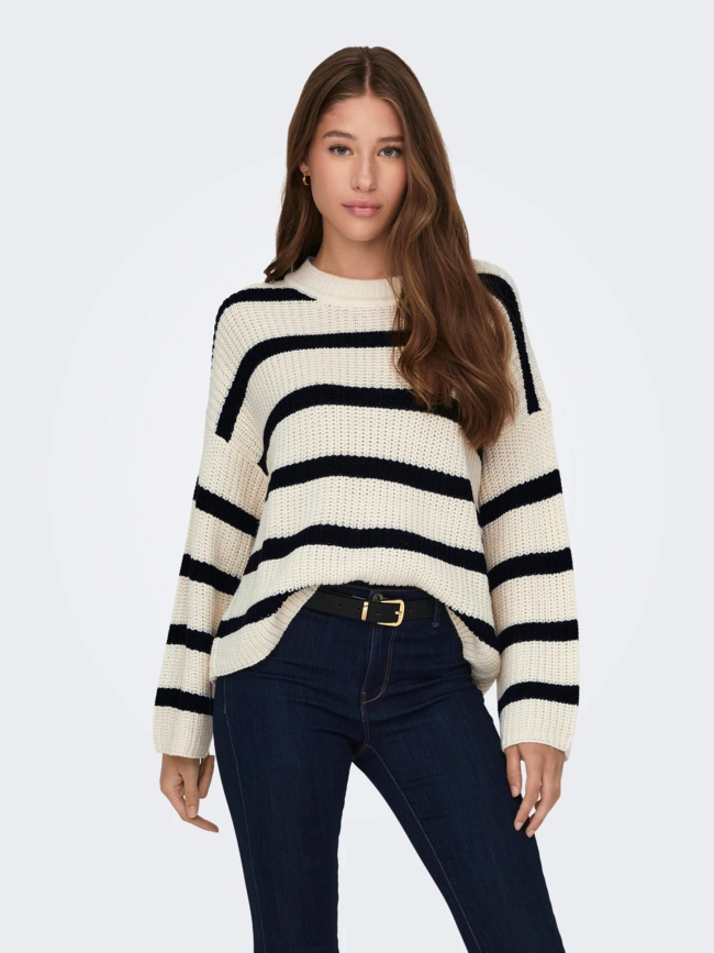 Pull rayé justy blanc noir femme - JDY