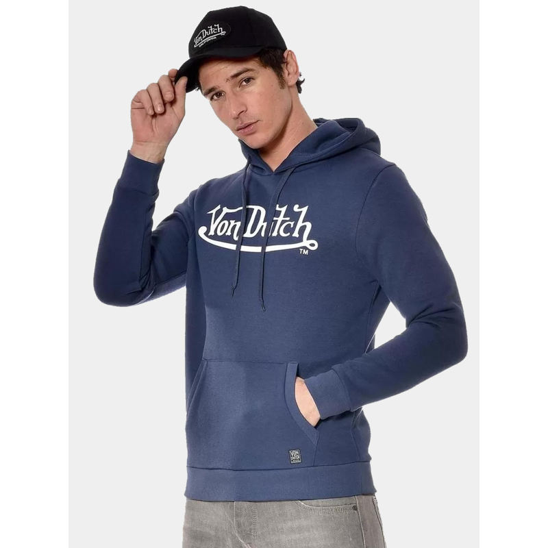 Sweat à capuche logo imprimé bleu homme - Von Dutch