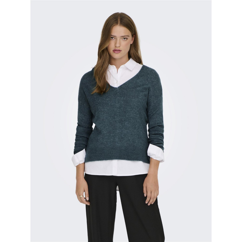 Pull col v elanora bleu femme - JDY