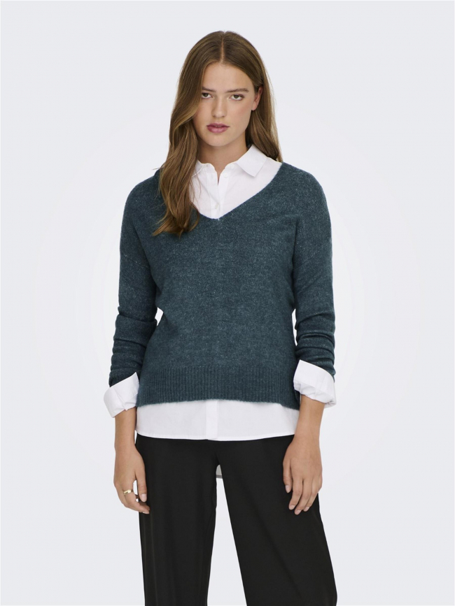 Pull col v elanora bleu femme - JDY