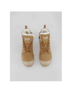 Boots zippé pampa en cuir beige femme - Palladium