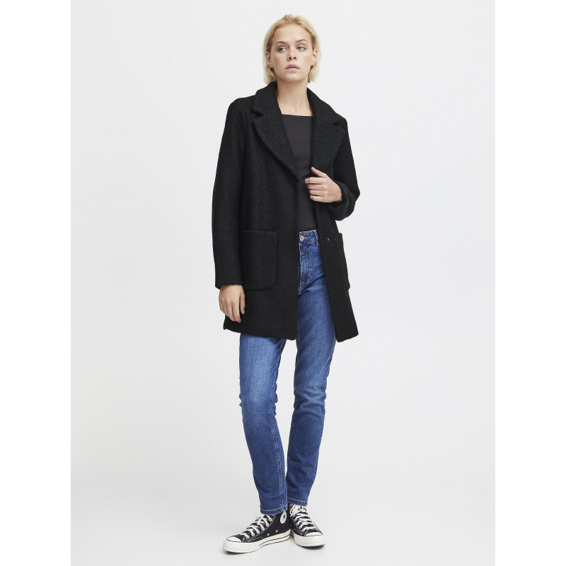 Manteau en laine stipa noir femme - Ichi