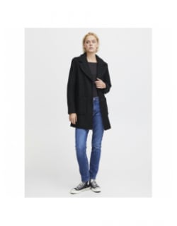 Manteau en laine stipa noir femme - Ichi