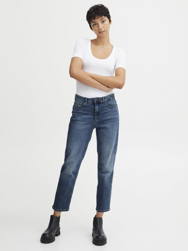 Jean droit cropped twiggy raven bleu femme - Ichi