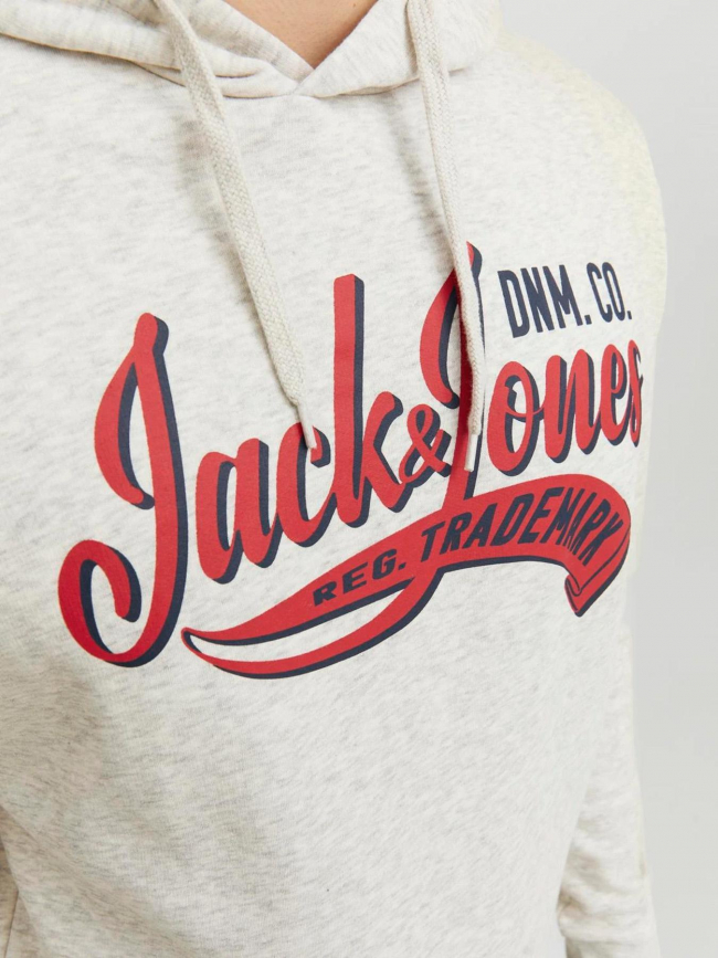 Sweat à capuche logo trademark gris homme - Jack & Jones