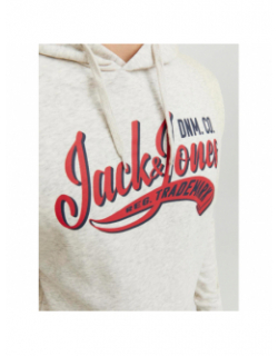 Sweat à capuche logo trademark gris homme - Jack & Jones