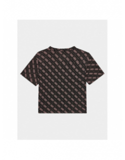 T-shirt logo icon noir et rose fille - Guess