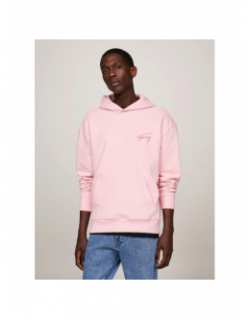 Sweat à capuche uni logo brodé rose femme - Tommy Jeans