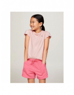 T-shirt uni ruffle rose fille - Tommy Hilfiger