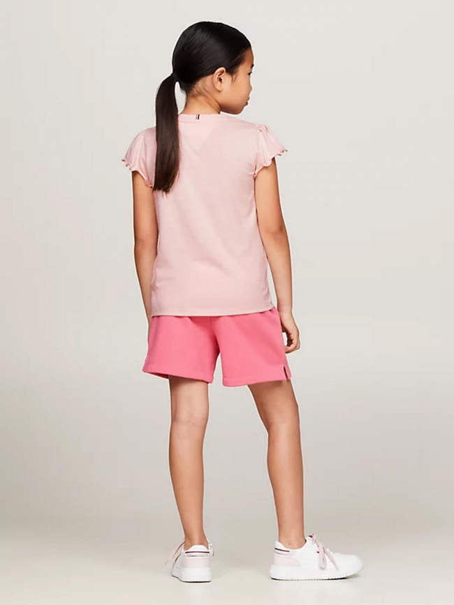 T-shirt uni ruffle rose fille - Tommy Hilfiger