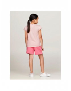 T-shirt uni ruffle rose fille - Tommy Hilfiger