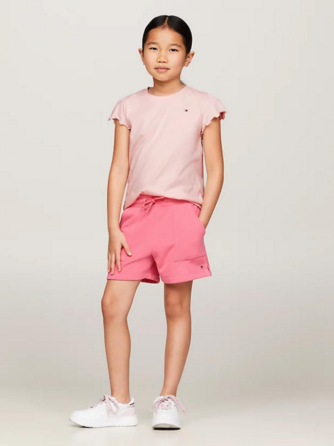 T-shirt uni ruffle rose fille - Tommy Hilfiger