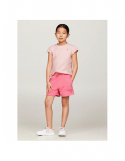 T-shirt uni ruffle rose fille - Tommy Hilfiger