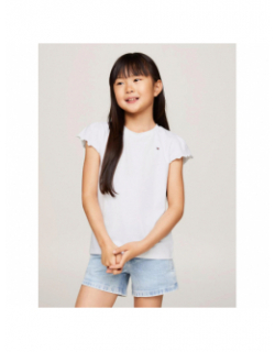 T-shirt uni ruffle blanc fille - Tommy Hilfiger