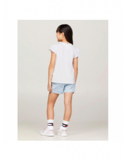 T-shirt uni ruffle blanc fille - Tommy Hilfiger