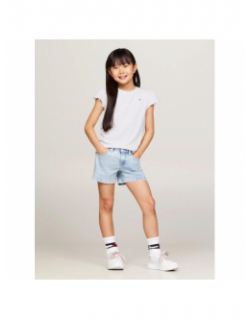 T-shirt uni ruffle blanc fille - Tommy Hilfiger