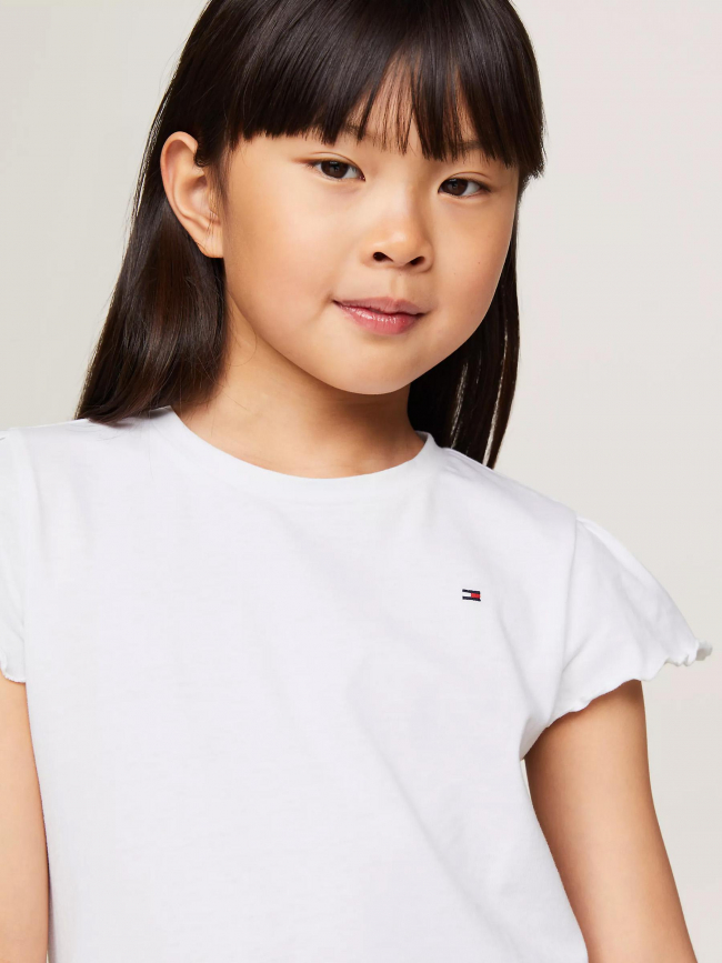 T-shirt uni ruffle blanc fille - Tommy Hilfiger