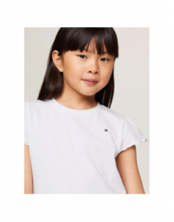 T-shirt uni ruffle blanc fille - Tommy Hilfiger