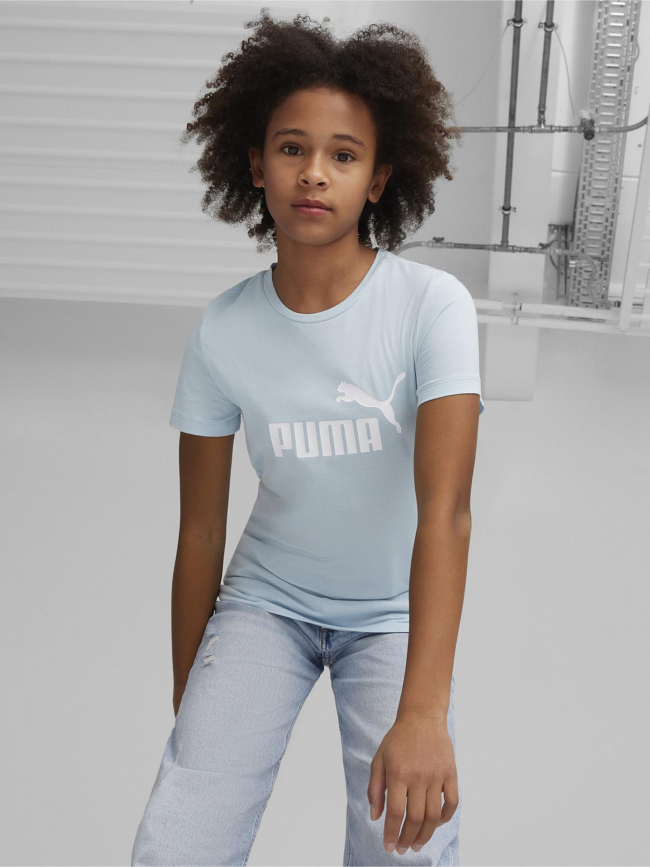 T-shirt uni essential logo bleu fille - Puma