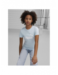 T-shirt uni essential logo bleu fille - Puma