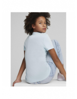 T-shirt uni essential logo bleu fille - Puma