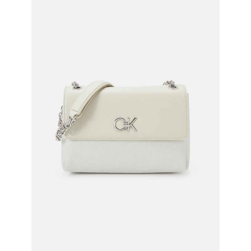 Sac à main re-lock bi-matière beige femme - Calvin Klein