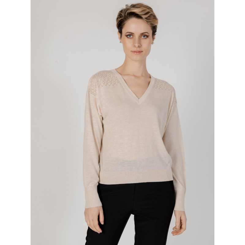 Pull col v bente beige femme - JDY