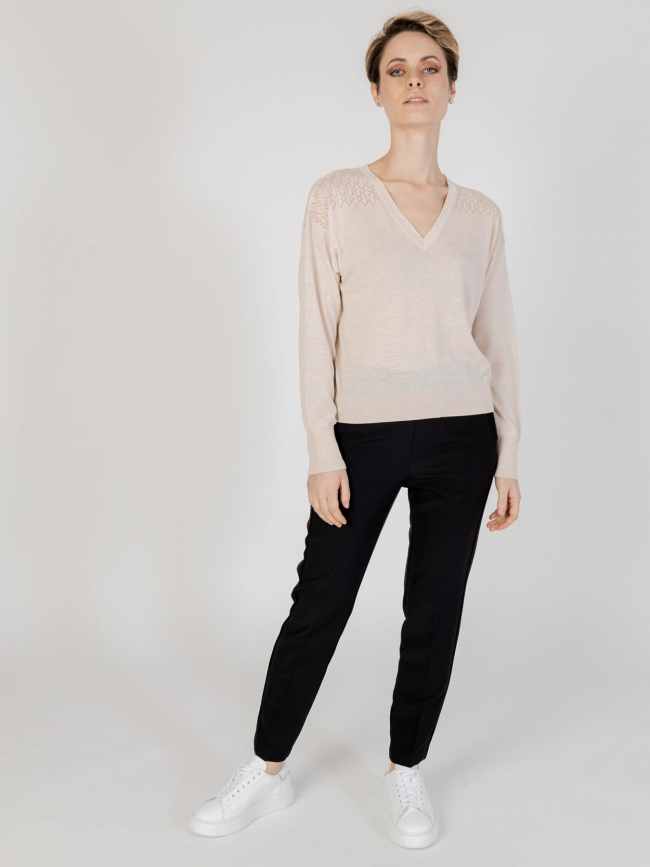 Pull col v bente beige femme - JDY