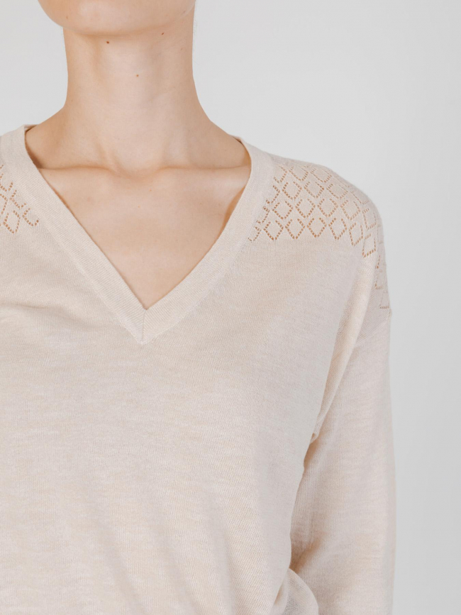 Pull col v bente beige femme - JDY