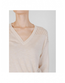 Pull col v bente beige femme - JDY