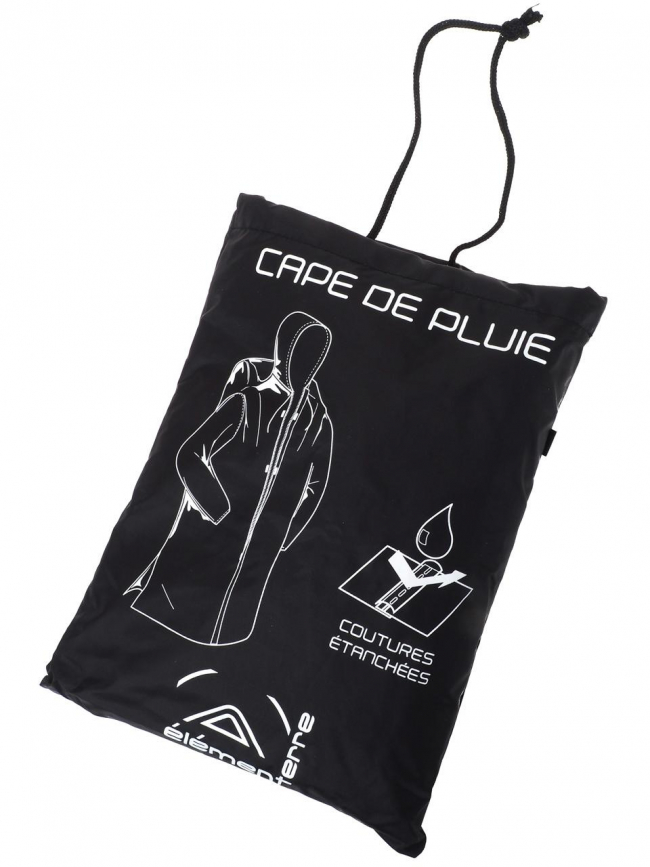 Cape de pluie imperméable noir unisexe - Elementerre