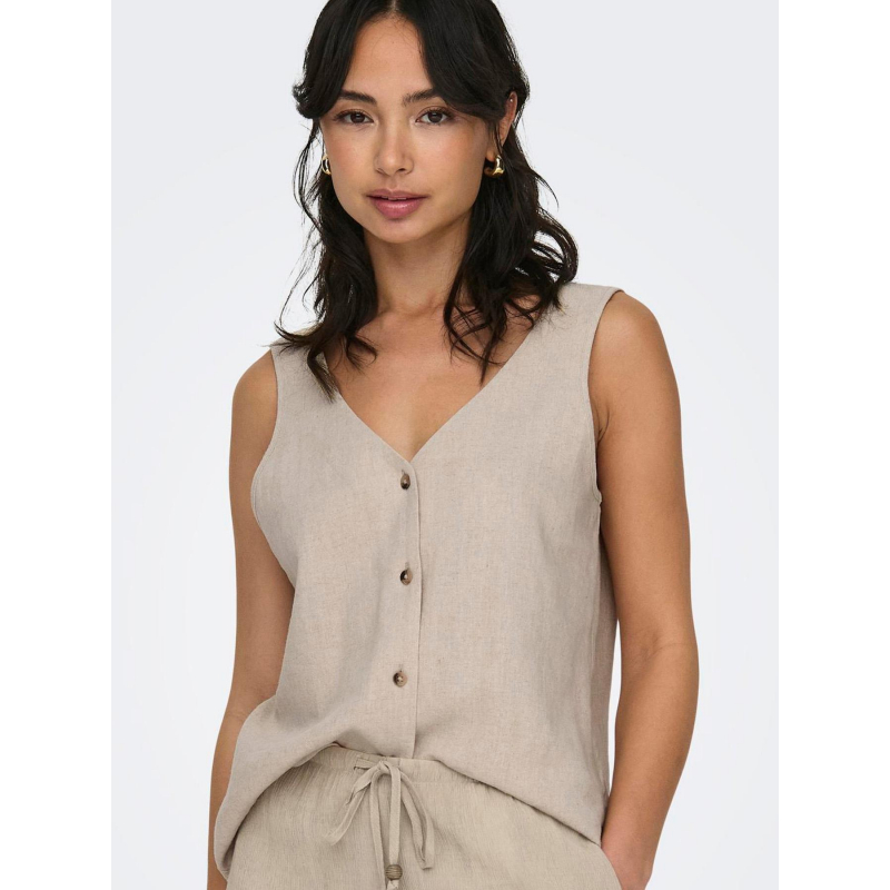 Débardeur en lin say beige femme - JDY