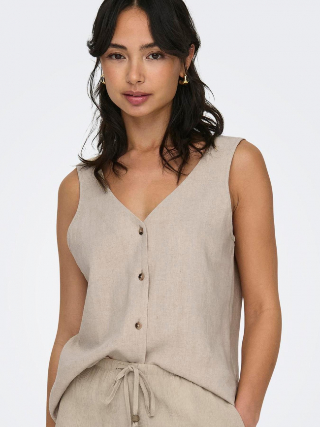 Débardeur en lin say beige femme - JDY