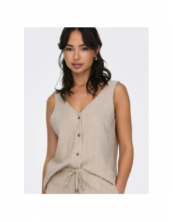 Débardeur en lin say beige femme - JDY