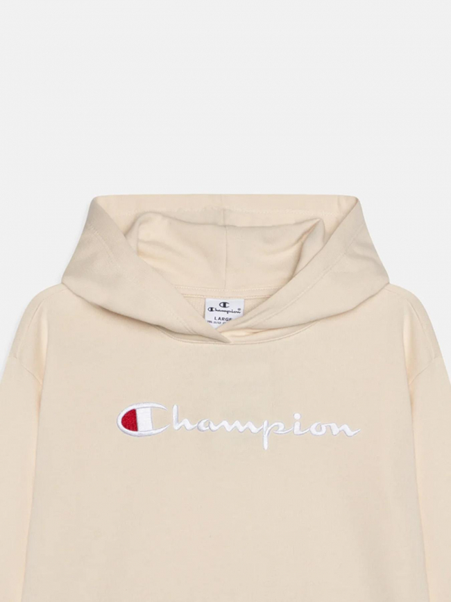 Sweat à capuche logo brodé beige fille - Champion