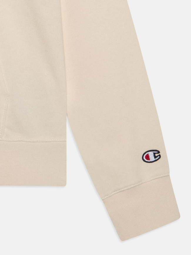 Sweat à capuche logo brodé beige fille - Champion