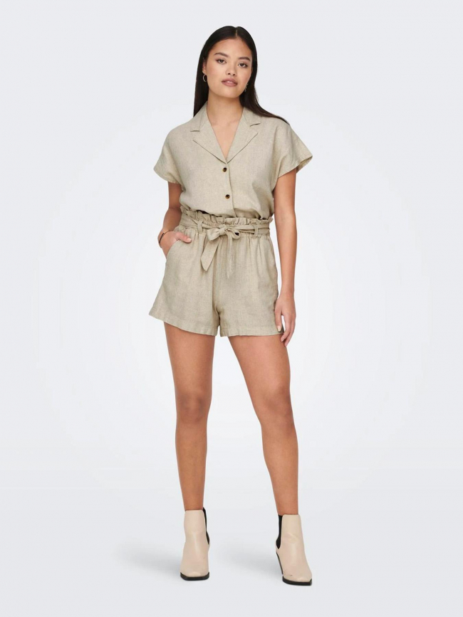 Short en lin fluide say beige femme - JDY